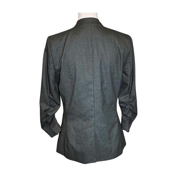H&M 10 Gray Ruched Sleeve Structured Blazer Workwear Career Minimalist Classic - Picture 2 of 7